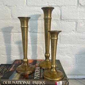 Twisted Brass Candle Holders, Vintage Matching Candlestick Holders